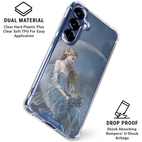Fairy with Black Cat Sitting on Moon by Nene Thomas Galaxy S25 Clear Case